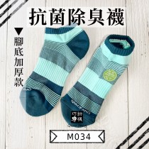 【抗菌除臭襪】足弓環狀支撐船型機能襪-藍綠色 M034