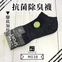 【抗菌除臭襪】腳背網面船型機能襪-深灰紋色 M038