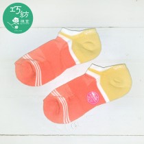 【抗菌除臭襪】糖果撞色網眼機能襪-橘黃色 W029